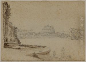 Utsikt over Tibern mot Castel Sant'Angelo, Rom