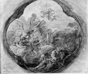 Allegory on Vigilance. Preparatory study for a ceiling decoration in S. Carlo al Corso, Rome Allegory on Vigilance. Preparatory study for a ceiling decoration in S. Carlo al Corso, Rome