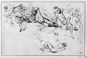 Nude male figures by Pier Francesco Mola
