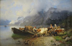 Fjord Landscape with Cattle by Anders Askevold