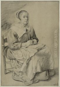 Virkande kvinna by Quirijn van Brekelenkam
