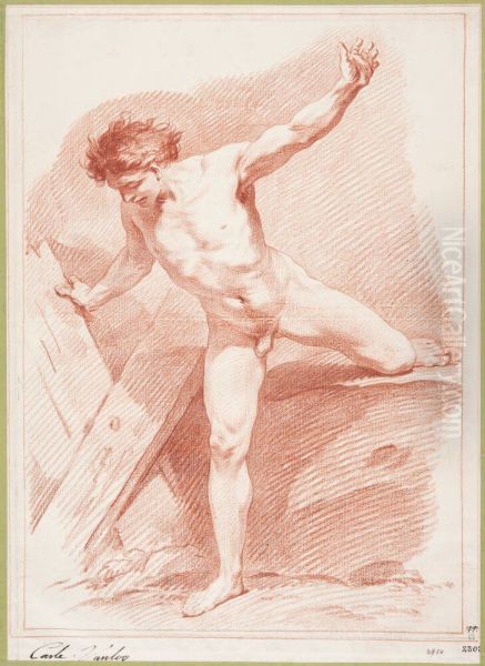Male Nude Standing with Arms and Legs Outstretched - view 1