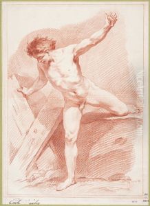Male Nude Standing with Arms and Legs Outstretched by Charles-Andre van Loo