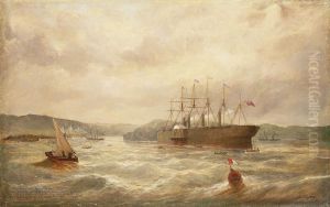 'Atlantic Cable Expedition' July 28 1866, S.S. Gt. Eastern at Mark Buoy preparing to land the shore end cable at 'Heart's Content'. Sir Saml. Canning Chief of the Expedition 'Atlantic Cable Expedition' July 28 1866, S.S. Gt. Eastern at Mark Buoy preparing to land the shore end cable at 'Heart's Content'. Sir Saml. Canning Chief of the Expedition