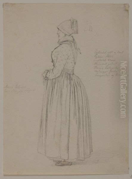 Staende kvinna, figurstudie - view 1