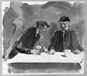 Tva man vid ett glas ol by Anna Nordlander