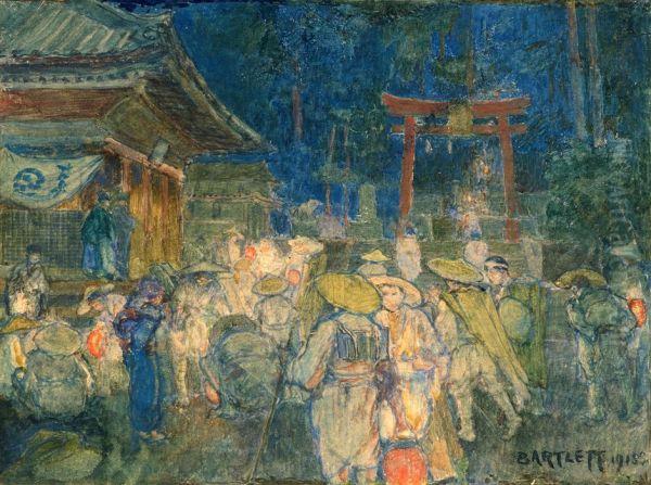 Temple on Lake Biwa, Night - view 1