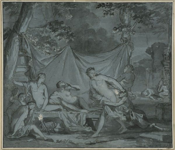 Satyrer overraskar nakna kvinnor - view 1