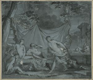Satyrer overraskar nakna kvinnor by Nikolaas Verkolje