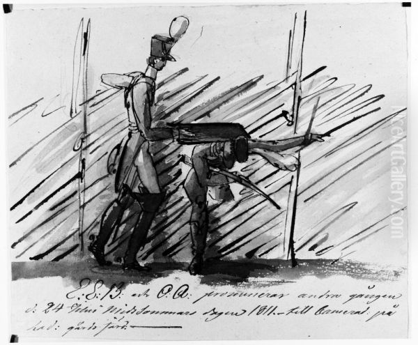C E B och A O promenerar andra gangen den 24 juni midsommardagen 1811 till camerad - view 1