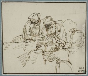 Jakob valsignar Manasse och Efraim by Karel van der Pluym