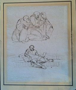  Etude De Personnages  by Adolphe Felix Cals