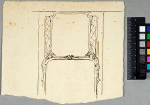Draft for door lining and frame for dessus de porte. For the dining hall of Lovisa Ulrika at the Royal palace in Stockholm by Carl Harleman