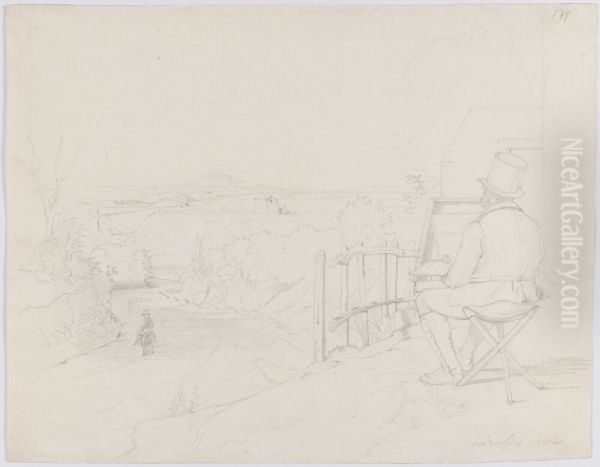 An Artist Working in the Roman Campagna - view 1