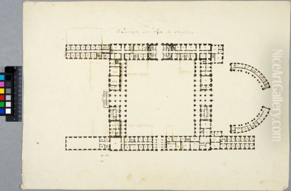 The Royal Palace in Stockholm. Ground floor plan, with alternative room divisions showing on seven flaps - view 1