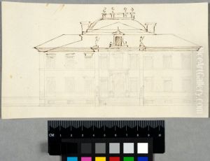 Draft for a Country House or a Townhouse. Front elevation with two alternative roof designs by Nicodemus Tessin the Elder