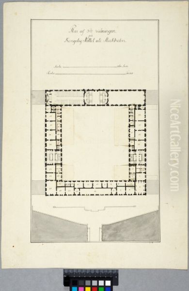 The Royal Palace in Stockholm. Second floor plan. With altenative room divisions showing on four flaps - view 1