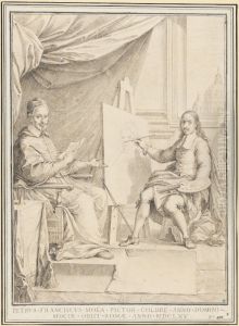 Portrait af Pietro Francesco Mola malande pafvens bild by Agostino Masucci