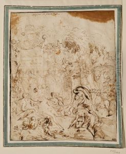Allegory of Love submitting to the river Serchio and the virtues of Lucca by Pietro Testa