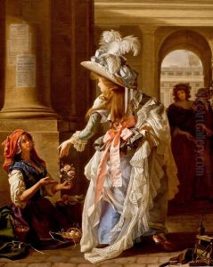Portrait d'une elegante sous les galeries du Palais Royal by Michel Garnier