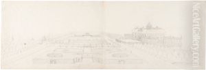 Utsikt over Drottningholms slott och park fran sydvast. by Nicodemus Tessin the Elder
