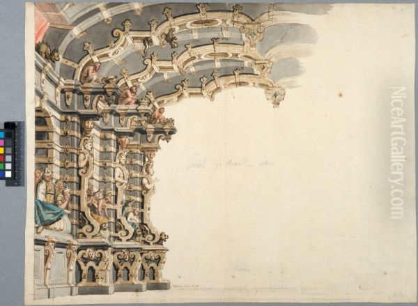 Decor for theatre; "Palais Infernal", set for an opera by Lully - view 1
