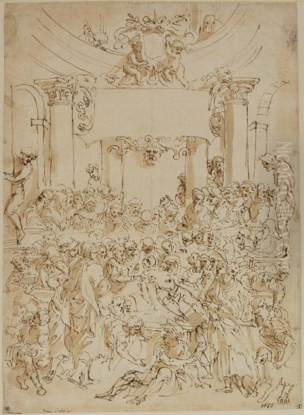 Utkast till titelbladet i Andreas Vesalius "De humani corporis fabrica", Basel 1543 - view 1