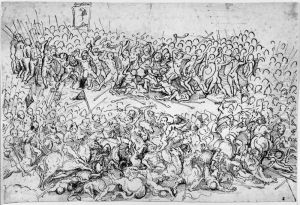Studie av soldater i strid by Hans Burgkmair the elder