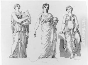 Studie av tre muser i Museo Pio-Clementino