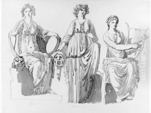 Studie av tre muser i Museo Pio-Clementino Studie av tre muser i Museo Pio-Clementino