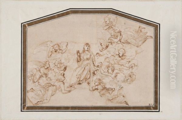 The Virgin adored by Angels - view 1