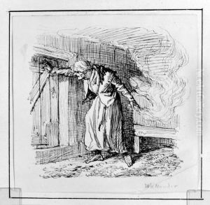 "Febervendens Natthue". Illustration till sagan av H.C. Andersen "Febervendens Natthue". Illustration till sagan av H.C. Andersen