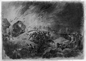 Plundring av en by. Scen ur Engelbrekts historia by Carl Wahlbom