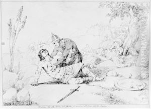 Hjalmar dor efter striden och skickar sin armring med orvar Odd till Ingeborg by Carl Wahlbom
