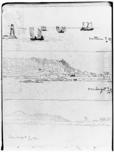 Skissbok, 41 blad. Lysekil, Grundsund, Hjo m.fl. Skissbok, 41 blad. Lysekil, Grundsund, Hjo m.fl.