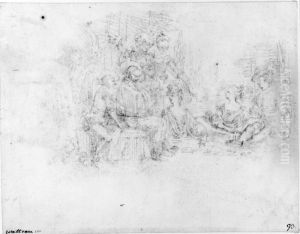 Figurer fran en Fete galante by Jean-Antoine Watteau