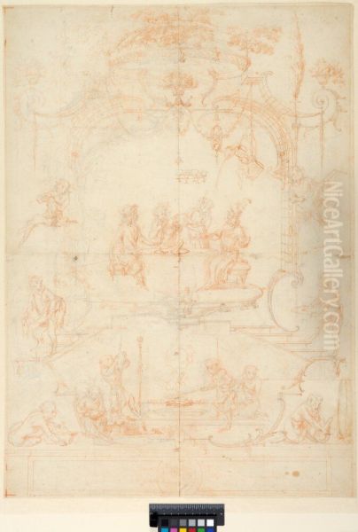 Singerie. Draft for mural decoration at Marly - view 1