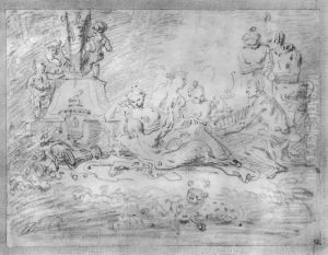 Nymfer och satyrer by Jean-Antoine Watteau