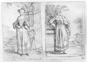 Tva kvinnostudier, en framifran och en bakifran by Jean-Antoine Watteau