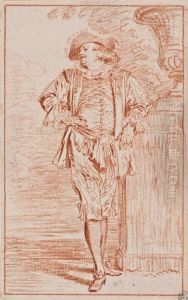 Aktoren Philippe Poisson som Blaise i Dancourts pjas "Les trois cousines" by Jean-Antoine Watteau