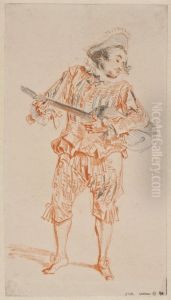 Staende gitarrspelare by Jean-Antoine Watteau