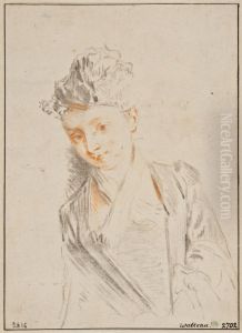 Ung dam med spetsmossa by Jean-Antoine Watteau