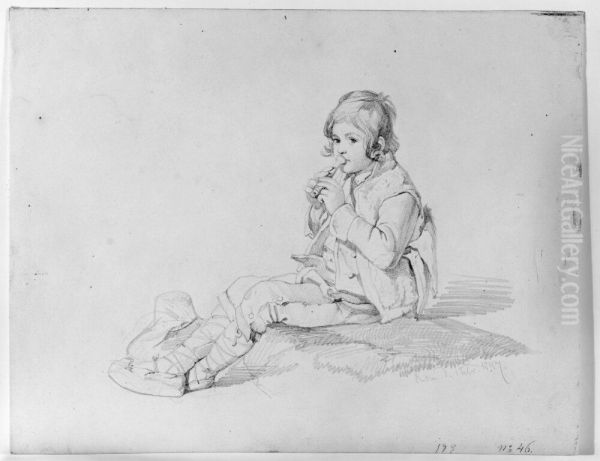 Boy Blowing a Whistle - view 1