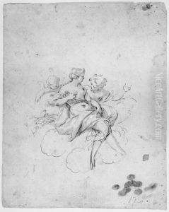 Venus, Adonis (?) och amorin by Guillaume Taraval