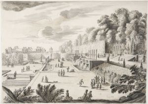 Vy av de sma kaskaderna i Vaux-le-Vicomte