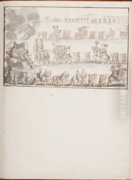Festtag representerande Vesuvius, Rom 1668 - view 1