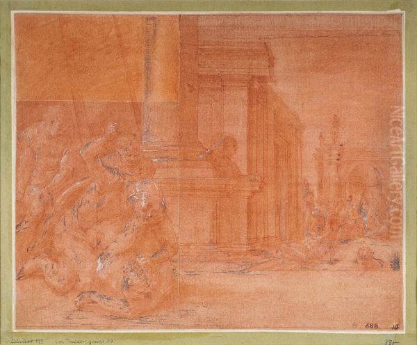 Odysseus bekampar tiggaren Irus - view 1