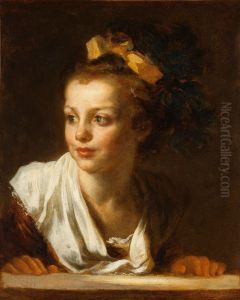 Young Girl Leaning on a Window Ledge
