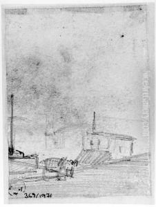 Studie av en lantgard by Camille Pissarro