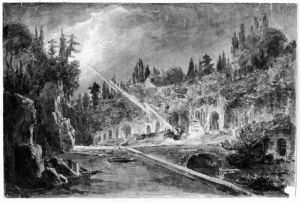 Askvader over ruinlandskap by Lorentz Svensson Sparrgren